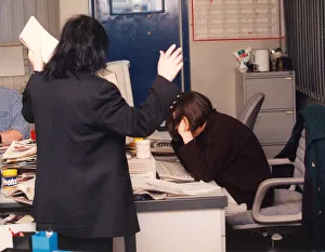 Images Dated 1st June 1995: Pictures posed by models to illustrate bullying at work 01 / 06 / 95 circa