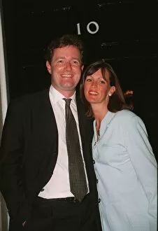 Images Dated 30th July 1997: Piers Morgan Mirror Editor with wife July 1997 standing outside door to Number Ten