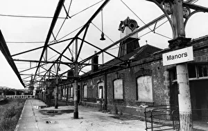 The platform of the now derelict Manors Railway Station on 1st July 1985 The platform of the now derelict Manors Railway Station on 1st July 1985