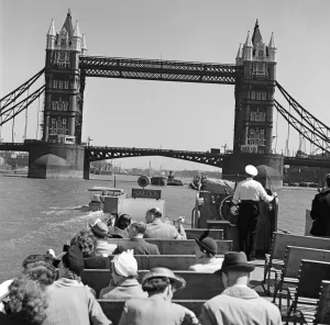A pleasure steamer on the River Thames, London. 30th May 1950 A pleasure steamer on the River Thames, London. 30th May 1950