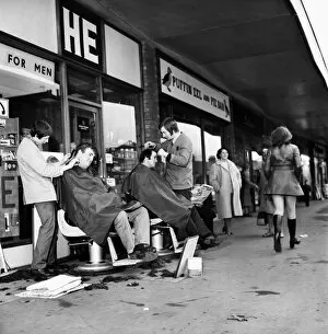 Images Dated 10th December 1970: He is the name of a very plush gents hairdressers in the High Street, Plaistow