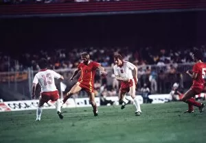 Images Dated 28th June 1982: Poland v Belgium 1982 World Cup Luc Millecamps of Belgium is challenged by