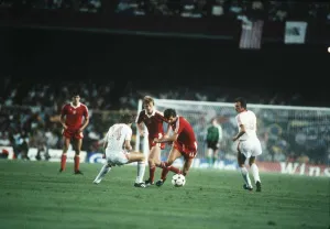 Poland v Russia 1982 World Cup Sergei Borovski looks to time his tackle as Poland v Russia 1982 World Cup Sergei Borovski looks to time his tackle as