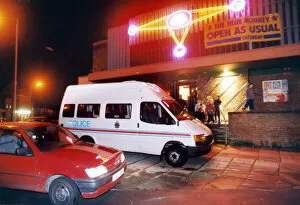 Images Dated 21st October 1994: Police at the Blue Monkey nightclub, Stockton, keep watch in case of trouble as