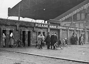 Supporters And Spectators Gallery: Policemen on duty outside Maine Road stadium in Manchester to deal with crowds queuing