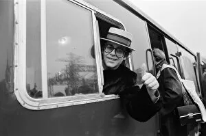 Images Dated 4th December 1982: Pop star and Watford FC Chairman, Elton John, opens the new Watford Stadium Halt railway