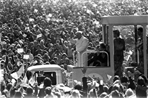 Images Dated 1st October 1979: The Pope in Ireland October 1979 Pope John Paul II waves to the crowd from his pope