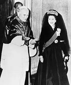 Pope John Paul II with Queen Elizabeth II in 1980 at the Vatican