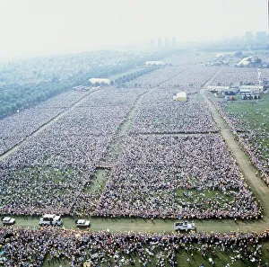 Pope John Paul II in Scotland June 1982 A aerial view of the crowd at Bellahouston Pope John Paul II in Scotland June 1982 A aerial view of the crowd at Bellahouston