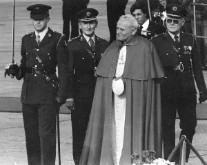 Pope John Paul II during his visit to Ireland 1979 The Pope is escorted along a Pope John Paul II during his visit to Ireland 1979 The Pope is escorted along a