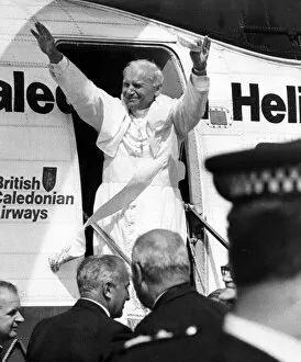 Images Dated 30th May 1982: Pope John Paull IIs visit to Coventry. The Holy Father steps out of the plane at
