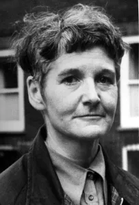 Portrait of Pacifist campaigner Pat Arrowsmith December 1974 Portrait of Pacifist campaigner Pat Arrowsmith December 1974