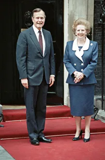 President of the United States George Bush and Prime Minister Margaret Thatcher outside President of the United States George Bush and Prime Minister Margaret Thatcher outside