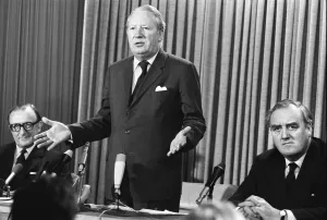 Press Conference held by Prime Minister Edward Heath at the Conservative Party Head Press Conference held by Prime Minister Edward Heath at the Conservative Party Head