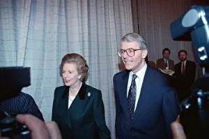 Images Dated 22nd March 1992: Prime Minister John Major and Margaret Thatcher, pictured during the general election