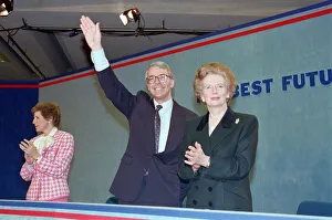 Images Dated 22nd March 1992: Prime Minister John Major and Margaret Thatcher, pictured during the general election