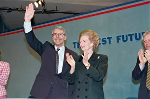 Images Dated 22nd March 1992: Prime Minister John Major and Margaret Thatcher, pictured during the general election