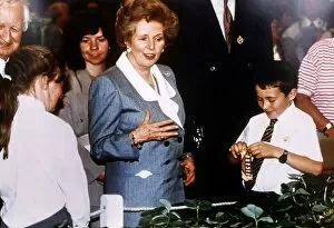 Prime Minister and leader of the Conservative Party Margaret Thatcher at the Chelsea