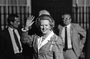 Prime Minister Margaret Thatcher celebrate winning a third term in government for Prime Minister Margaret Thatcher celebrate winning a third term in government for