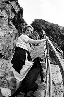 Prime Minister Margaret Thatcher on holiday at Bedruthan, Cornwall. 10th August 1981