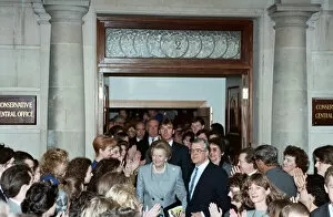 Images Dated 26th November 1990: Prime Minister Margaret Thatcher and Kenneth Baker at Conservative headquarters