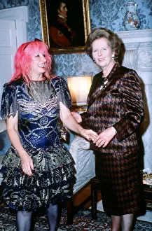Prime Minister Margaret Thatcher with Zandra Rhodes at a presentation of Fashion Awards Prime Minister Margaret Thatcher with Zandra Rhodes at a presentation of Fashion Awards