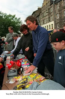 Prime Minister Tony Blair August 1998 with his wife Cherie in the Grassmarket Prime Minister Tony Blair August 1998 with his wife Cherie in the Grassmarket
