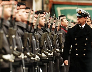 Images Dated 30th November 1996: Prince Andrew Duke of York inspects the guard of honour at the ceremony which installed