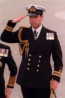 Images Dated 18th October 1992: Prince Andrew inspects Sea Scouts at Trafalgar Square during the annual