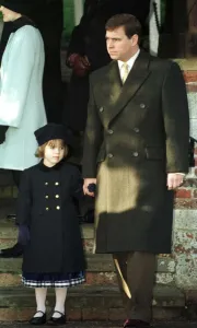 Prince Andrew and Princess Eugenie at Sandringham in December 1995 Prince Andrew and Princess Eugenie at Sandringham in December 1995