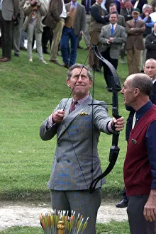 Prince Charles has a go at Archery during visit May 1999 to Clay Pigeon Shoot in Prince Charles has a go at Archery during visit May 1999 to Clay Pigeon Shoot in