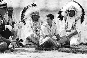 Images Dated 7th July 1977: Prince Charles attending a Blackfoot Indian tribal ceremony in Calgary, Canada