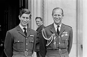 Prince Charles and his father Prince Philip wearing RAF uniform at the passing out parade Prince Charles and his father Prince Philip wearing RAF uniform at the passing out parade