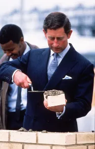 Prince Charles lays a brick at start of a housing scheme September 1988 Prince Charles lays a brick at start of a housing scheme September 1988