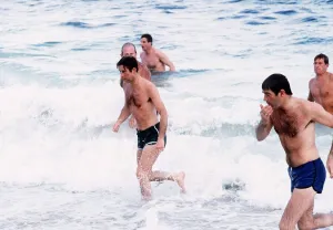 Prince Charles and Lesley Meadmore in Australia Swimming at Cottesloe Beach in Prince Charles and Lesley Meadmore in Australia Swimming at Cottesloe Beach in