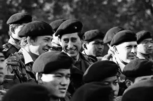 Images Dated 21st October 1980: Prince Charles meets Gurkhas and watches army demonstrations at Stanford, Norfolk