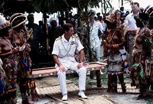 Images Dated 9th August 1984: Prince Charles in Papua New Guinea crowned 10th Lapan of Manus August 1984