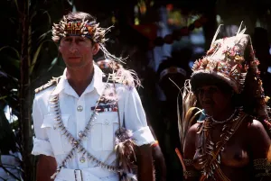 Images Dated 9th August 1984: Prince Charles in Papua New Guinea crowned 10th Lapan of Manus August 1984