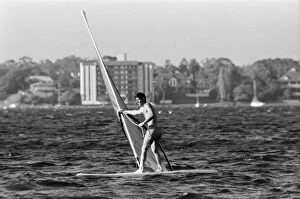 Images Dated 19th March 1979: Prince Charles pictured windsurfing near Perth during his visit to Australia. March 1979