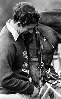 Images Dated 1st May 1977: Prince Charles with polo horse at Windsor May 1977