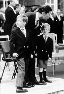 Prince Charles the Prince of Wales with Prince William and Prince Harry July 1989