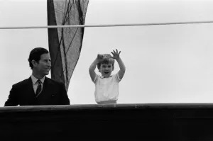 Prince Charles, Prince of Wales is reunited with his son Prince William aboard Royal Prince Charles, Prince of Wales is reunited with his son Prince William aboard Royal