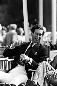 Images Dated 27th June 1980: Prince Charles, Prince of Wales watching polo at Windsor, Berkshire. 27th June 1980