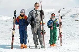 Images Dated 20th February 1994: Prince Charles, Prince William and Prince Harry during a skiing holiday in Klosters