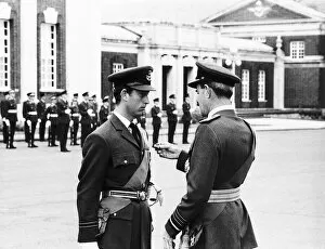 Award Ceremonies Gallery: Prince Charles receiving his pilots wings from Air Chief Marshal Sir Denis Spotswood at