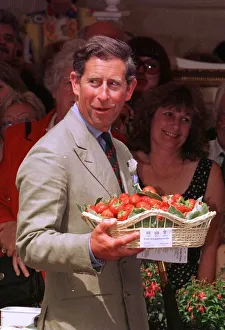 Prince Charles at Sandringham holding a basket of strawberries, July 1996 Prince Charles at Sandringham holding a basket of strawberries, July 1996