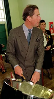 Prince Charles on a school visit in Norwich, March 1998 Playing steel drum Prince Charles on a school visit in Norwich, March 1998 Playing steel drum