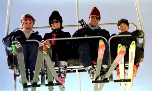 Prince Charles on a skking lift during a holiday at Klosters in Switzerland Prince Charles on a skking lift during a holiday at Klosters in Switzerland