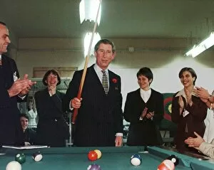 Images Dated 4th November 1998: Prince Charles Visits Romania November 1998 playing pool at Wheelchair Centre in