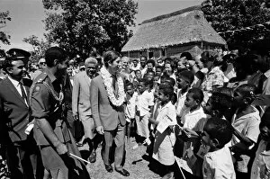 Images Dated 14th October 1970: Prince Charles visits Viseisei Village, Viti Levu Island, in Ba Province of Fiji
